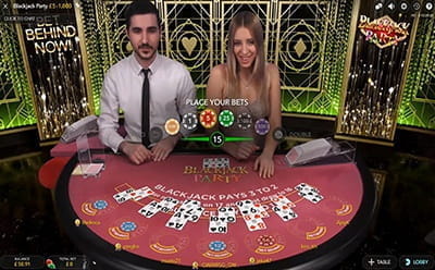Un tavolo di Blackjack Party Evolution live