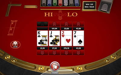 Il particolarissimo tavolo da gioco Hi-Lo offerto da GoldBet.